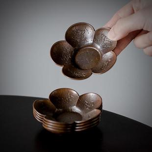 铜制BD 品茗杯托禅垫意家用茶碟隔型热垫功夫茶具小 00613花杯日式