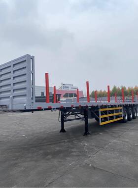 出口版136米平集装箱板半挂40TQL尺.重型平板拖车标配12套扭车锁