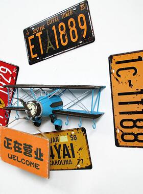 铁双翼飞饰机模型立体墙酒饰吧装饰品摆件FKU咖啡店壁墙面艺壁挂