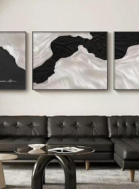 高级感厅玄关饰画黑白装艺术LH-0364画肌理感挂大气客沙发背景墙