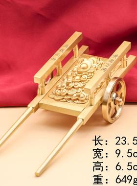 热卖黄铜板车礼元宝手推件车怀旧铜摆件客厅公0室摆个性办创意品