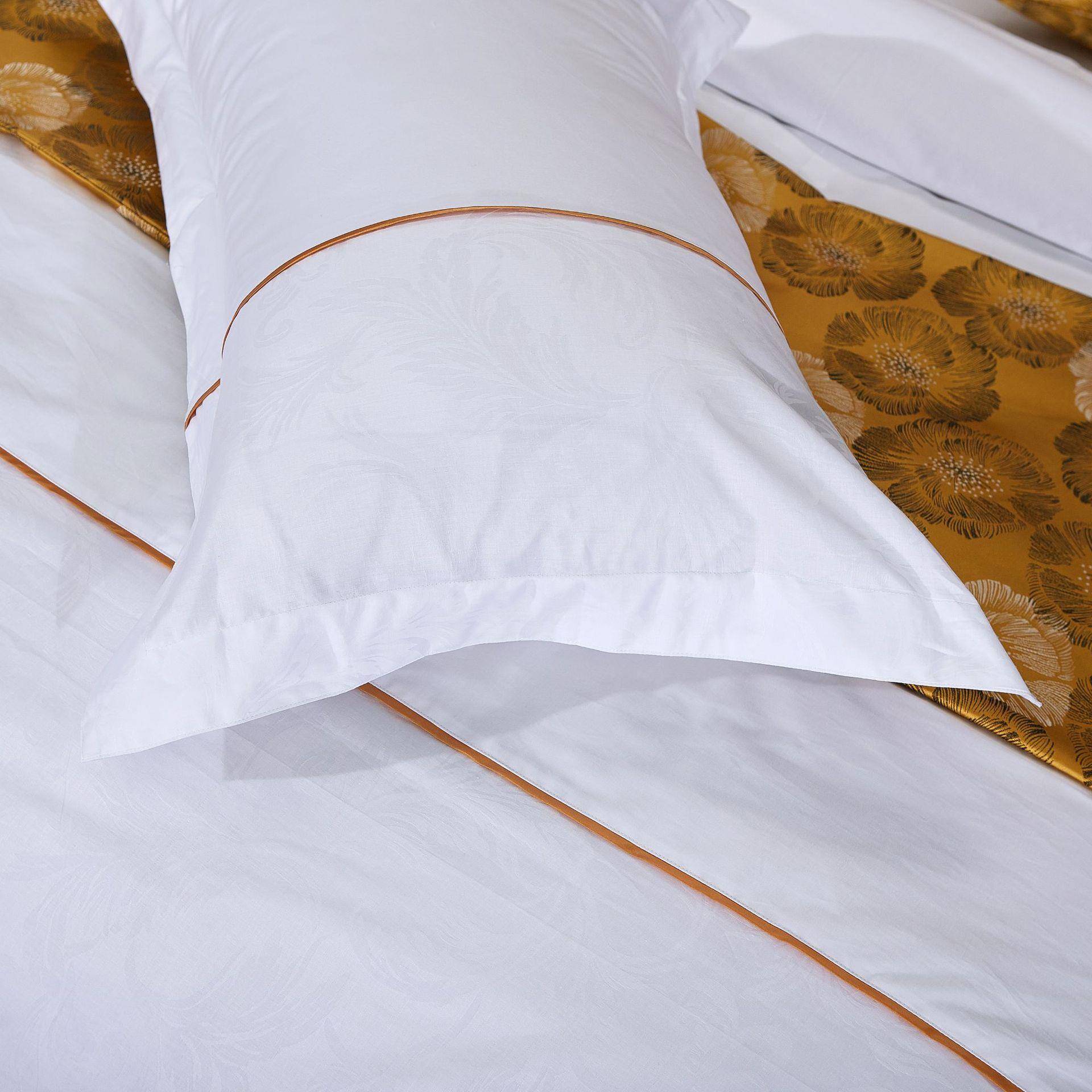 公寓客酒店布草件贡缎提花套拼接床垫镶房ZB-852条床单四被套套件