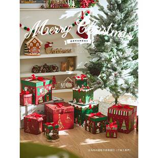 *圣诞节808装饰诞平安夜礼道物盒圣老人摆件品具店铺橱窗氛围场景