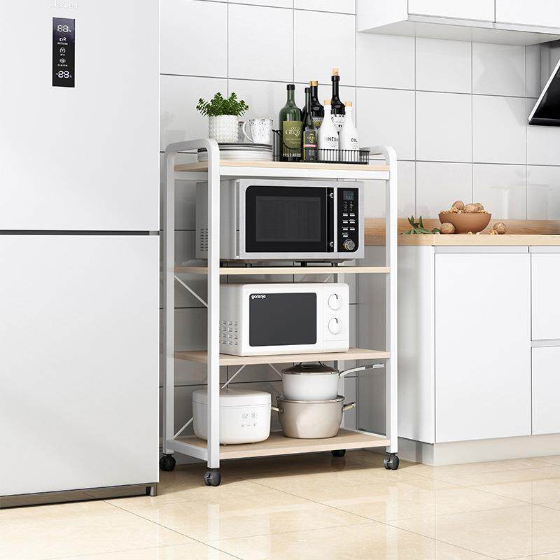 L121C房置物架滚轮落厨地物多层杂架家用货架烤箱微波炉整理储收
