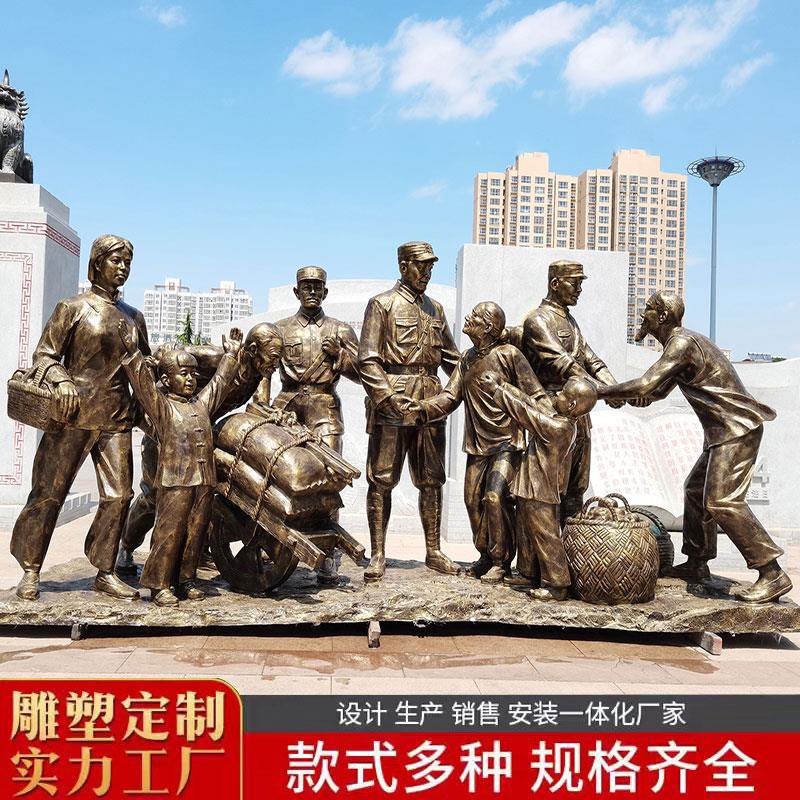 玻璃钢雕塑定制红军像摆件卡通八路军铸铜小品人物双拥博物馆浮雕
