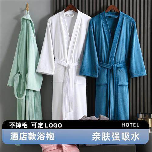 店浴袍女毛巾料男长款情侣睡袍四季款吸水美容院浴衣定制印logo