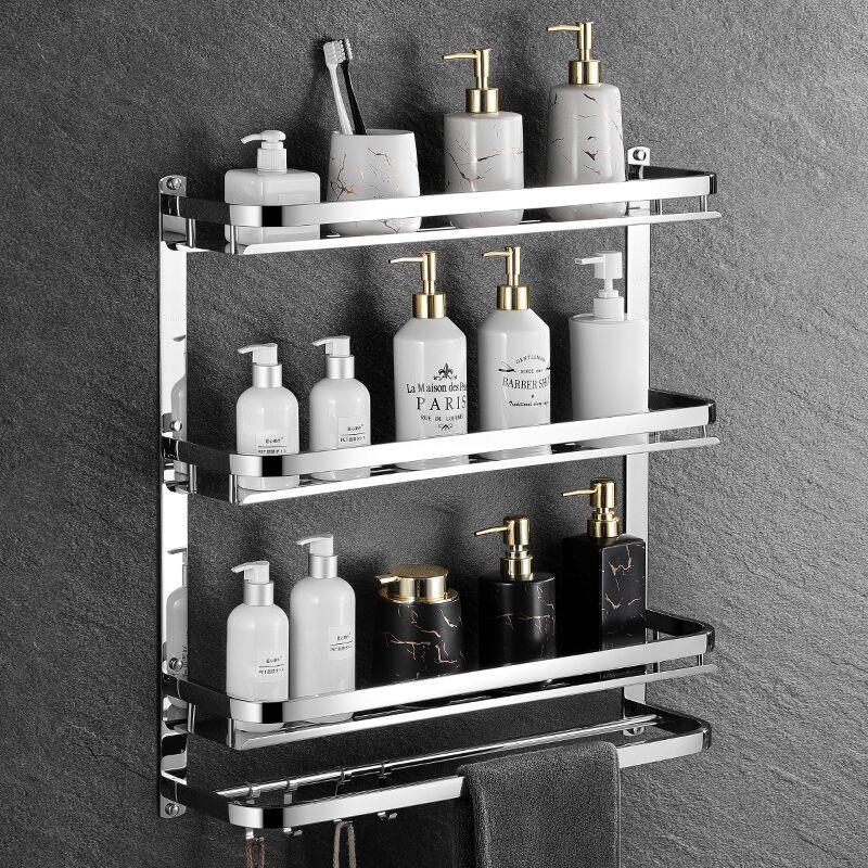 不锈钢浴室置物架卫生间壁挂式免打孔淋浴房厕所洗手间挂架子