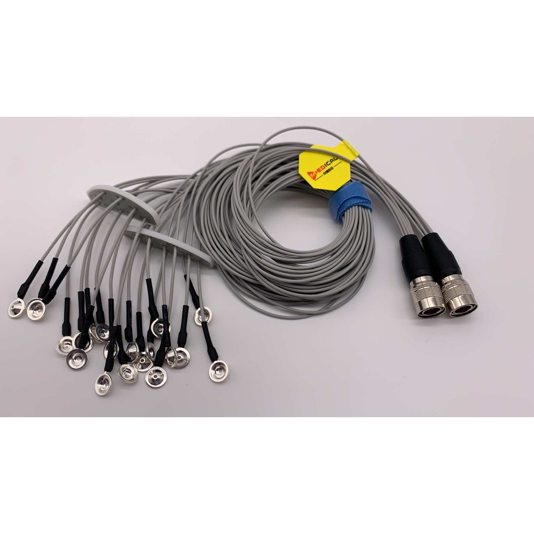 上海群天动态12针盘状镀银脑电图机脑电极线PI动态导联线