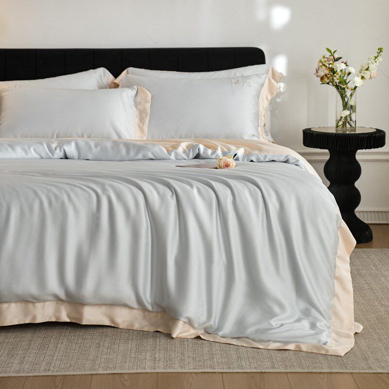 夏季简约轻奢凉感天丝四件套裸睡双面天丝被套床单床上用品