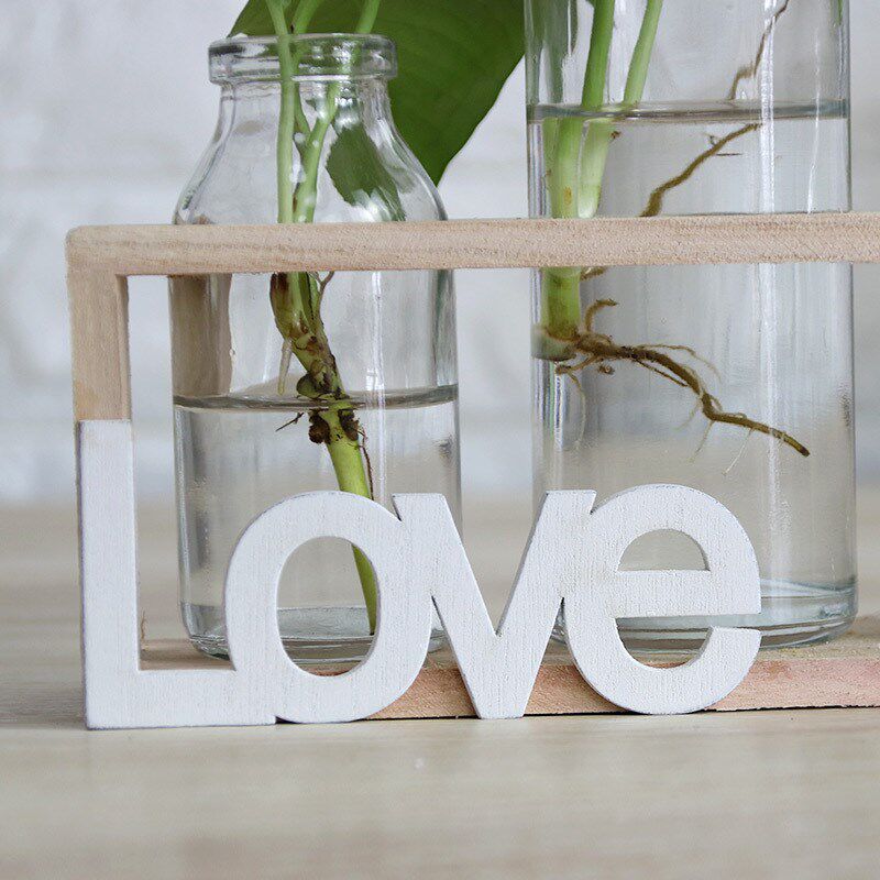 小清新木架水培玻璃花瓶摆件创意家居餐厅水栽绿萝植物花盆装饰品