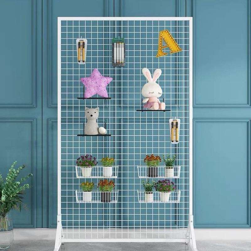 铁艺网格货架网架饰品置物架立式铁丝网幼儿园作品展示架超市网片