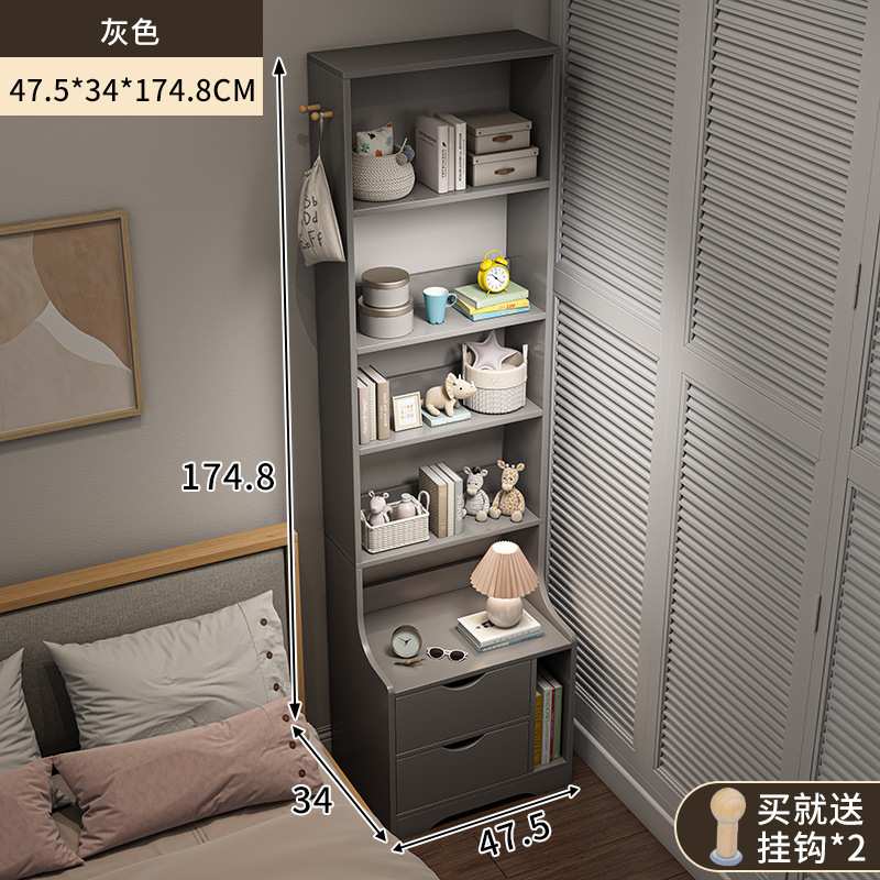 简易置物架床头柜简约现代卧室加高多功能床边柜子书架一体小储物