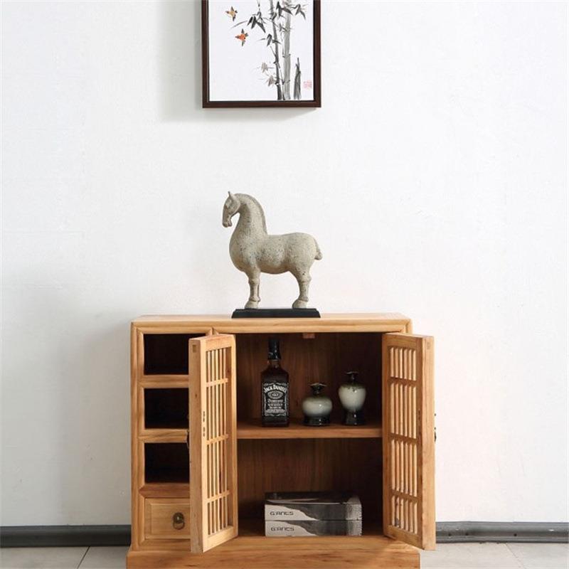 新中式老榆木免漆置物柜餐边柜禅意博古酒水柜客厅靠墙储物柜子