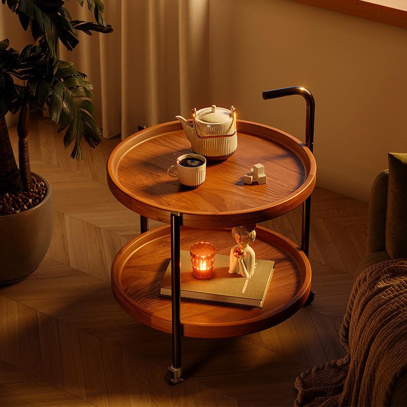 可移动床头柜边柜边几家用客厅卧室置物柜床边推车新款圆桌子茶几