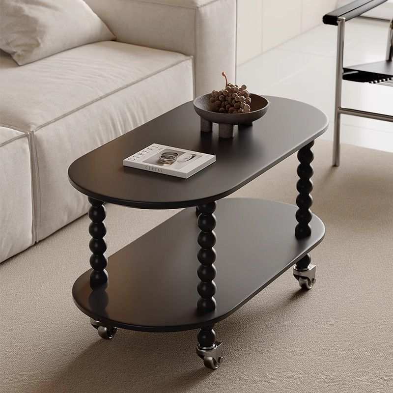 中古风可移动客厅沙发置物边几边柜小茶几卧室床边简约带轮小推车