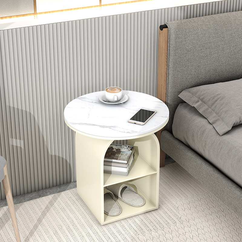 客厅家用边几沙发茶桌子现代简约边柜奶油风卧室圆形床头柜置物架