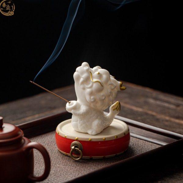 龙年摆件陶瓷小龙人香插香座家用线香炉卧香炉檀香托盘室内线香底,家居饰品,香托/香盘/香座/香插,淘宝优惠券,粉丝福利购,淘宝优惠卷