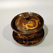 古玩铜器收藏仿古纯铜点金茶盏一套家居茶具泡茶壶客厅工艺品摆件