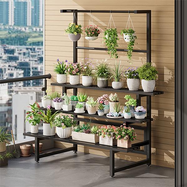 不锈钢花架置物架阳台户外庭院客厅落地式多肉架阶梯式多层花盆架