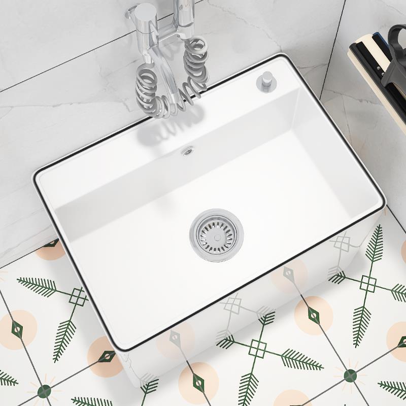 A10L陶瓷拖把池家用阳台拖布池卫生间黑色墩布池大号黑边洗拖把盆