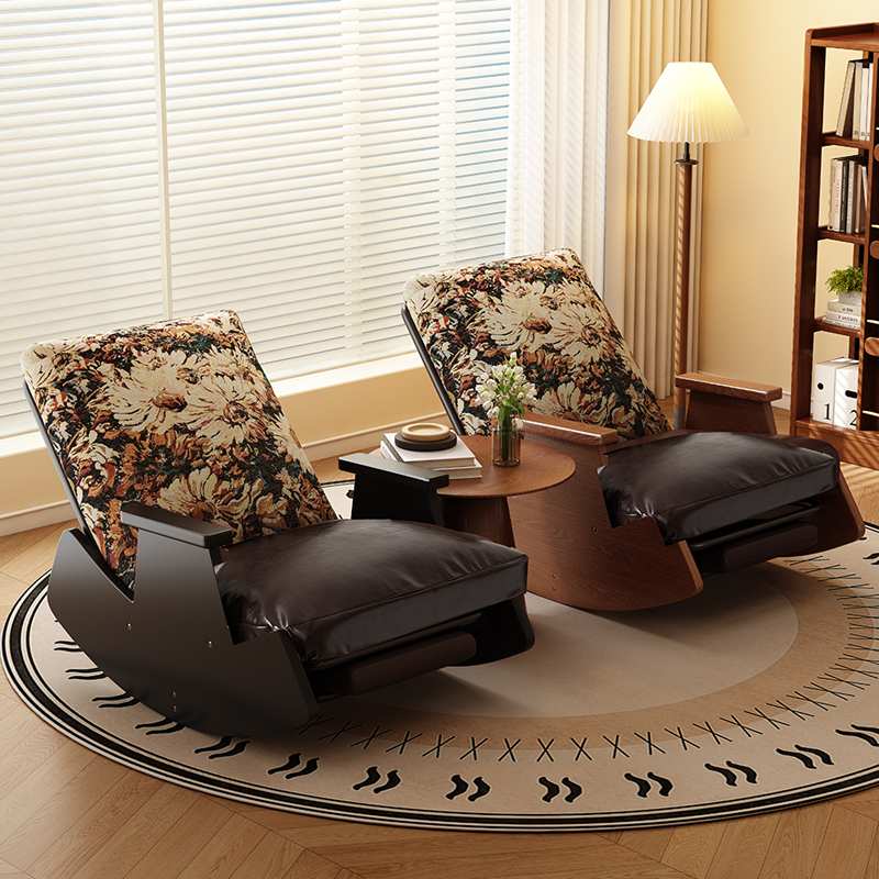 实木复古摇摇椅美式躺椅家用阳台中古风休闲椅单人沙发椅客厅懒人