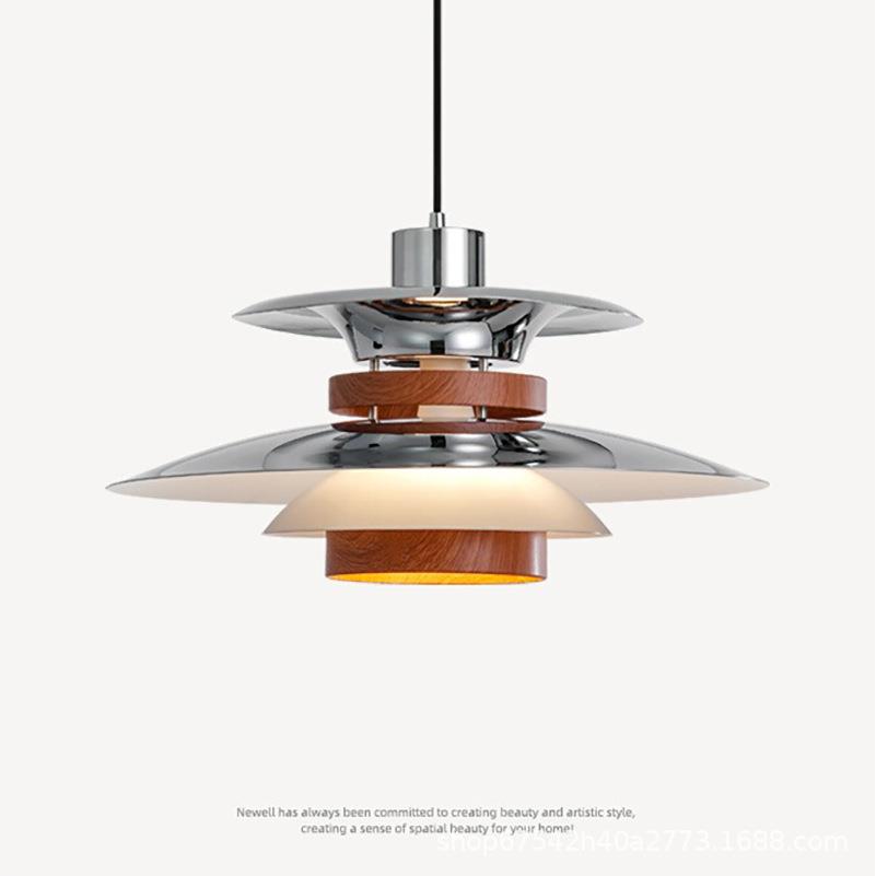 意式极简PH5飞碟餐厅吊灯中古木纹餐桌小吊设计师创意岛台吧台灯