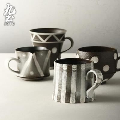 手工粗陶咖啡杯复古风陶瓷拉花杯创意马克杯特别好看杯子