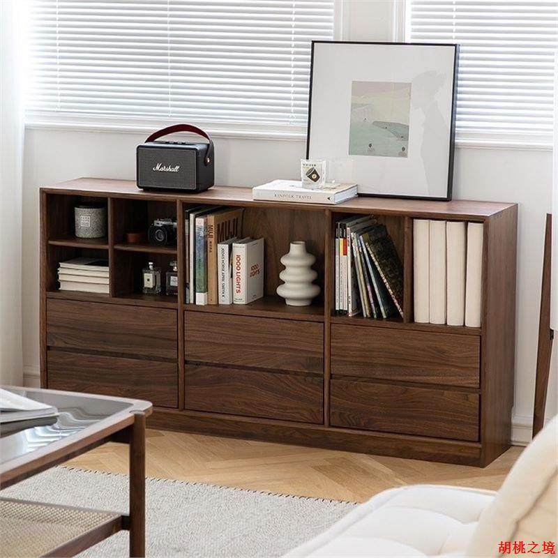 北欧简约黑胡桃木实木书柜餐边柜自由组合展示柜客厅电视柜储物柜,电子元器件市场,其它元器件,淘宝优惠券,粉丝福利购,淘宝优惠卷