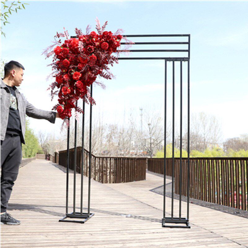 定制婚庆道具铁艺异形拱门森系草坪婚礼花门布置户外摆件舞台装饰