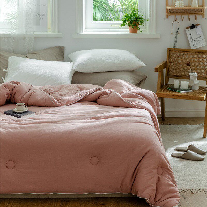 天竺棉针织棉全棉被芯大豆纤维被子冬被春秋被纯色亲肤双人