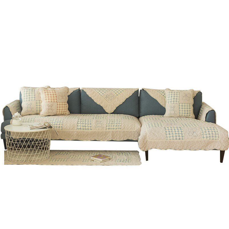 沙发垫田园防滑水洗全棉四季通用布艺实木皮沙发套罩靠背巾坐垫子