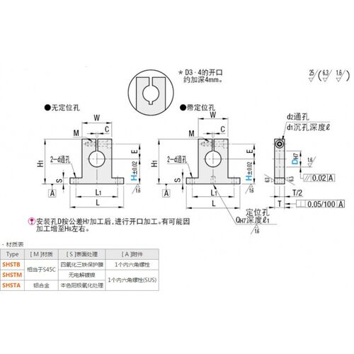 导向轴支座 轴承支座T型 开口型 SHSTA10/GCL08-D10