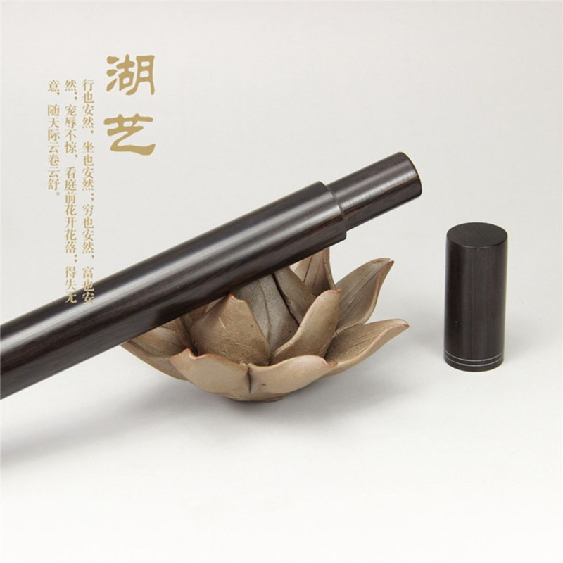 精致黑檀木手工镶嵌银丝10克装长款线香筒香管竹木香筒工艺品