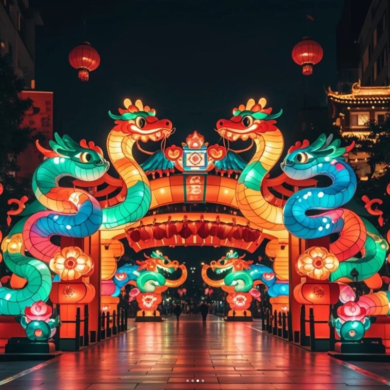 蛇年新款大型通道花灯创意造型灯笼景区灯会户外防水摆件布置装饰
