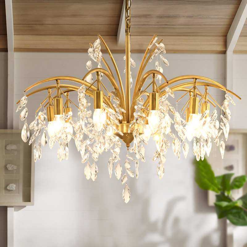 现代美式复古铁艺灯客厅灯书房卧室灯简约吸吊两用灯蜡烛水晶吊灯