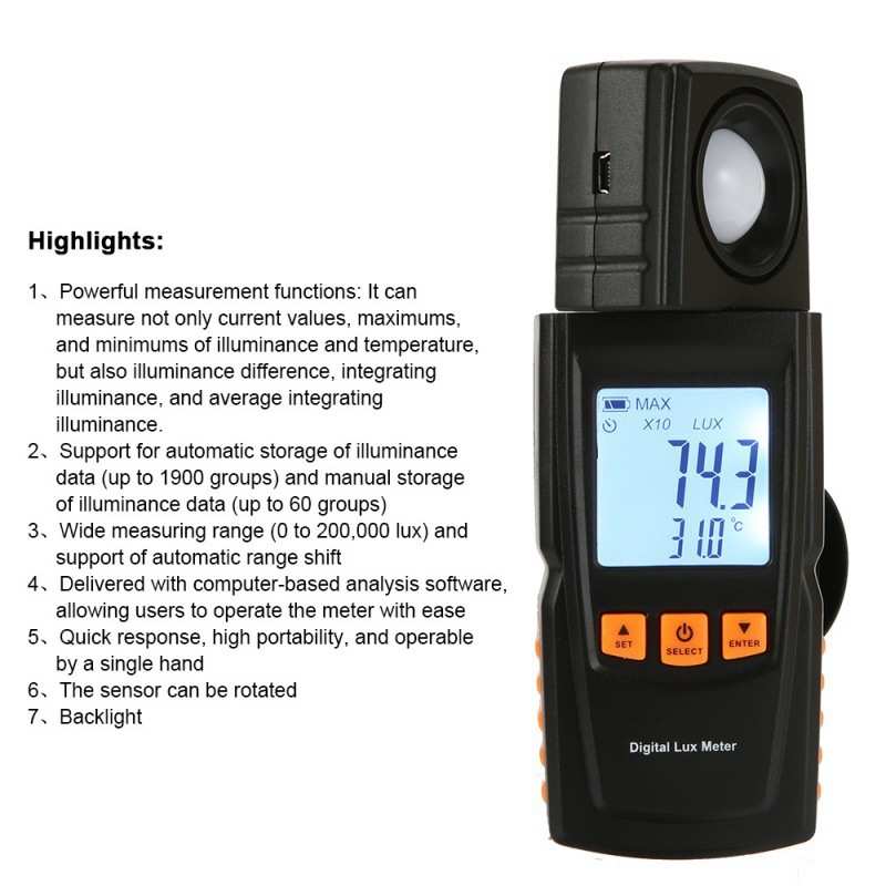 标智GM1010/1020数字式照度计专业测量Illumination photometer