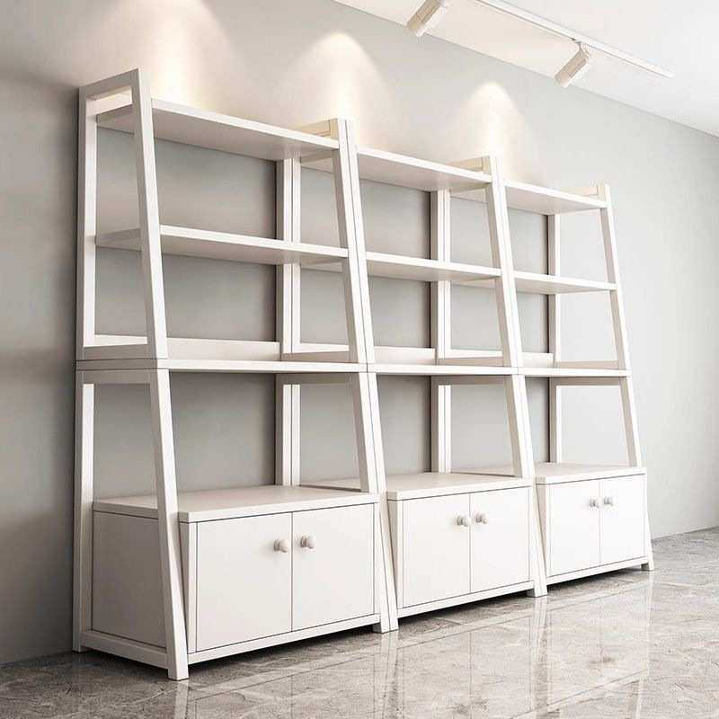 置物架多层房间新款收纳架超市货架铁艺梯形陈列展示架带门储物柜