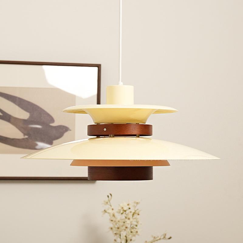 中古风PH5飞碟吊灯日式餐厅胡桃木灯南洋法式吧台岛台复古原木灯