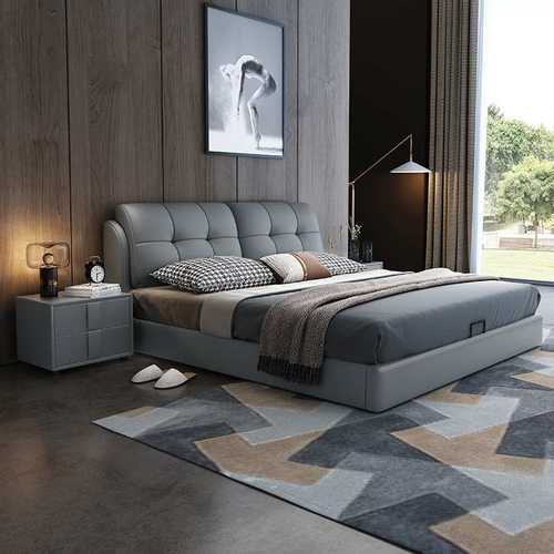 现代简约皮床北欧主卧大小户型轻奢储物双人大床