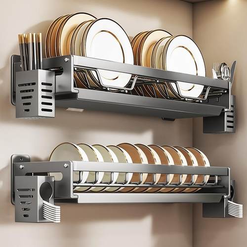 德国进口厨房放碗架沥水架洗碗架免打孔墙上壁挂式碗碟收纳置物架
