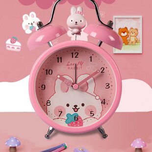钟意轩可爱卡通闹钟儿童女孩学生用起床神器大音量带夜灯静音闹表