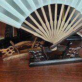 古风扇子展示架底座 可拆卸可安装 折扇扇架托 乌木红木原木扇座