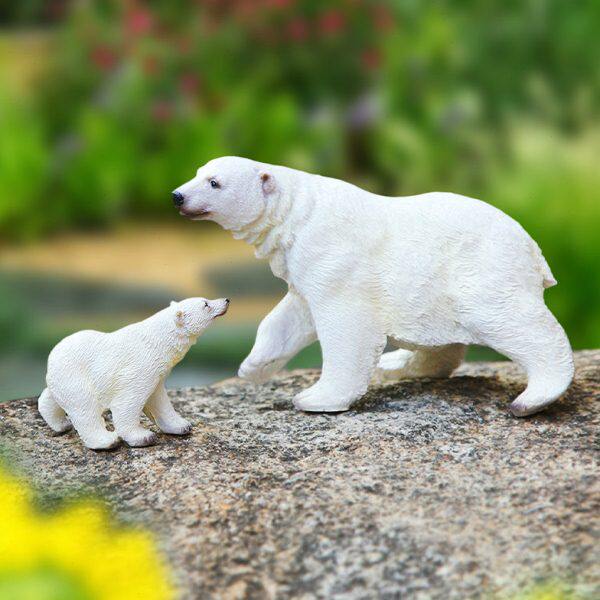 花园庭院假山鱼池生态缸微景观装饰树脂工艺品海洋动物北极熊摆件