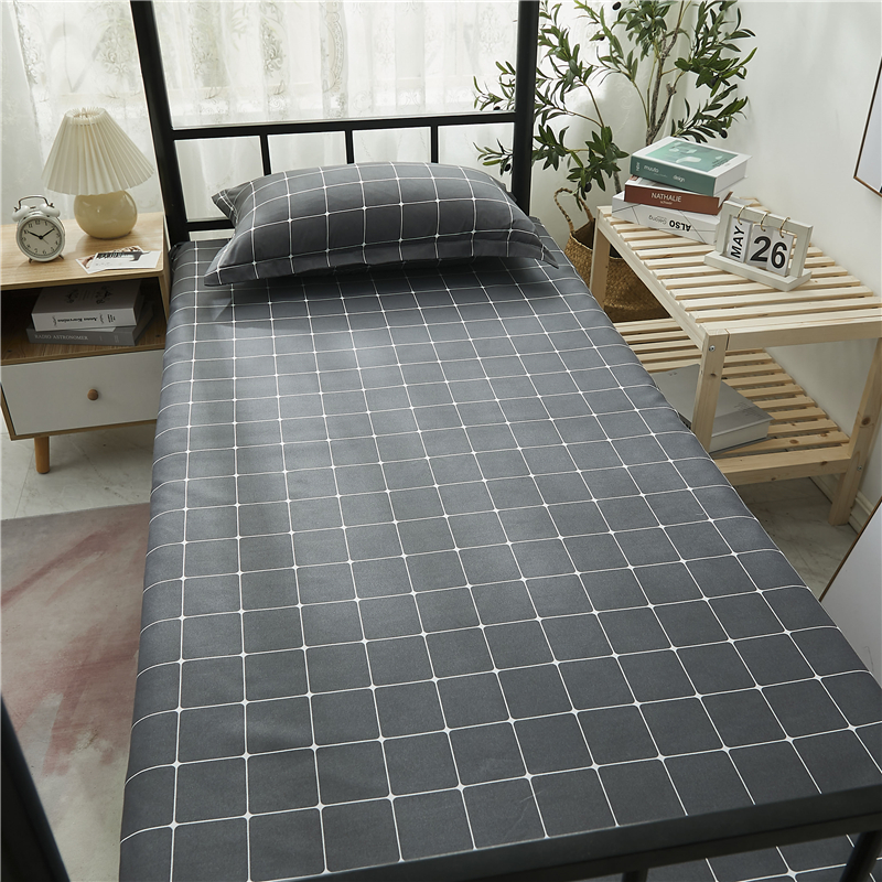 大学生床单宿舍单人高中男女生上下C铺双人简约格子夏季薄款被单