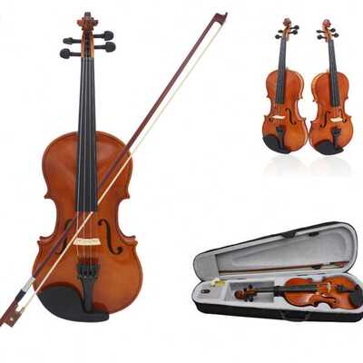 自然亮光普及小提琴实木violin学生儿童初学成人演奏提琴4/4-1/8
