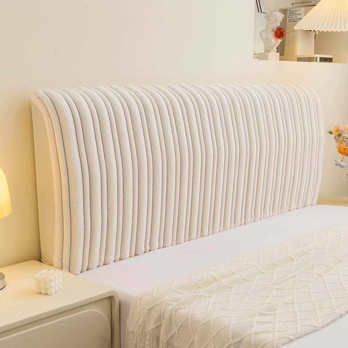 兔绒毛床头罩2025新款高级感