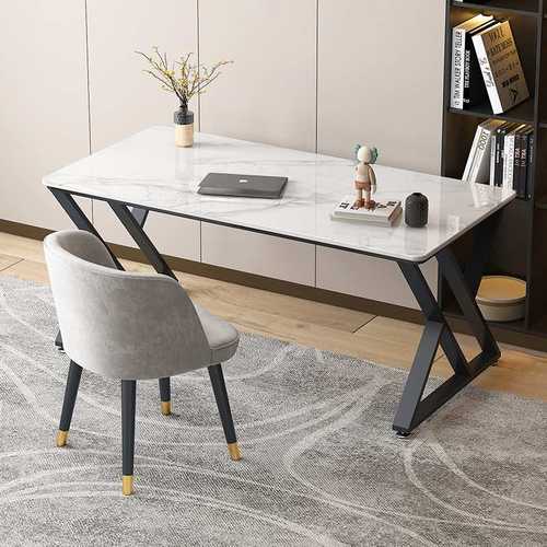 简约现代岩板电脑桌小户型家用一字书桌简易工作台卧室铁艺办公桌