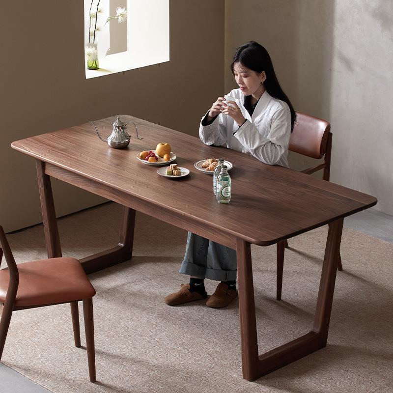 崇匠家具实木餐桌家用小户型餐桌椅组合桌中式北美黑胡桃岩板书桌