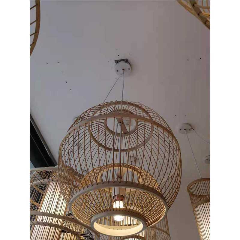 巩义市荥阳市个性景区中式手工编织竹灯田园装饰乡村风格竹编吊灯