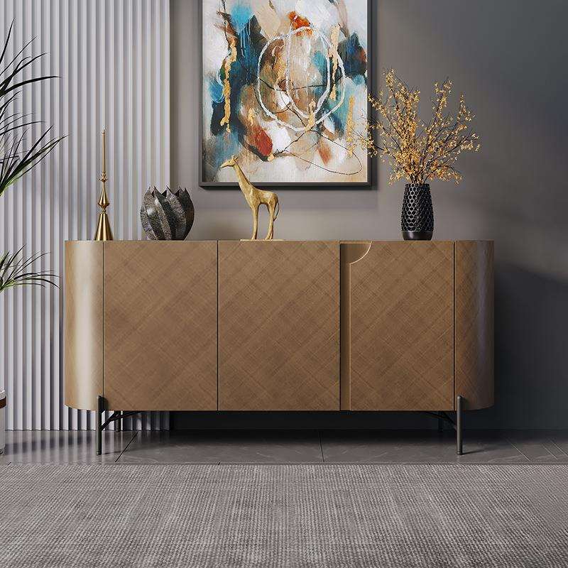 意式轻奢风玄关柜家用客厅靠墙装饰柜现代别墅金属漆设计师餐边柜